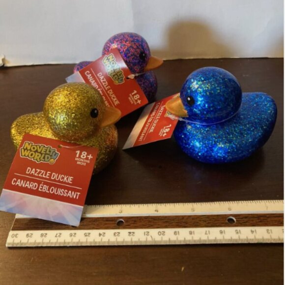NWT Cute Set of 3 Glitter colorful Ducks. Perfect for Bathtime! or Decoration - Picture 4 of 4